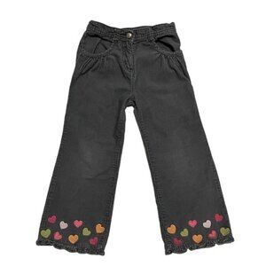 Gymboree Girls Gray Corduroy Flare Jeans Embroidered Hearts Size 4T